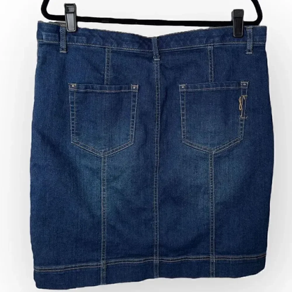 Style & Co Jeans Pencil Skirt with button closure women's size 14 Blue denim